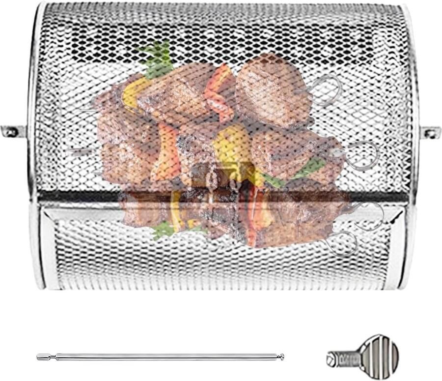 Rollende grillmanden Draaiende BBQ-kooi Gelijkmatig grillen Probleemloze reiniging 15.9 x 17.2 x 15.9 cm Meerkleurig