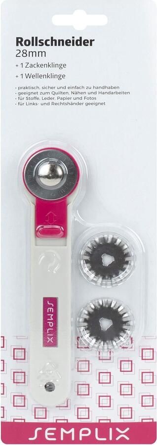 Roller cutter Mini Ø 28 mm 3 snijbladen bladbescherming ideaal voor knutselen Vemera