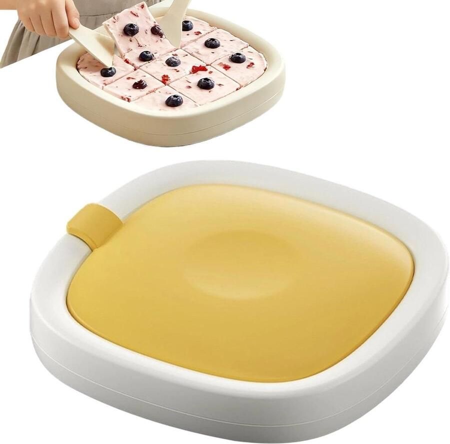 Roller IJs Machine Dessertmaker Handmatig Thuis Desserts Maken Geen Elektriciteit Nodig 22.7 x 22.7 cm Rood