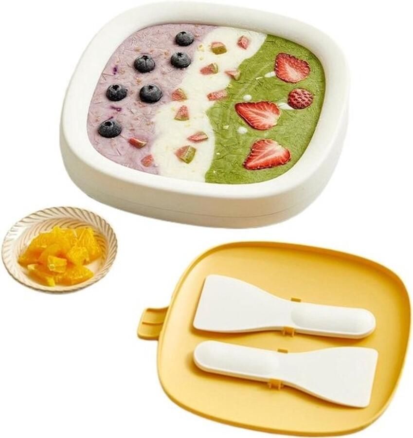 Rol ijs maker Dessert plaat Zelf ijs maken Compleet met spatels 23 cm breed Crèmekleurig