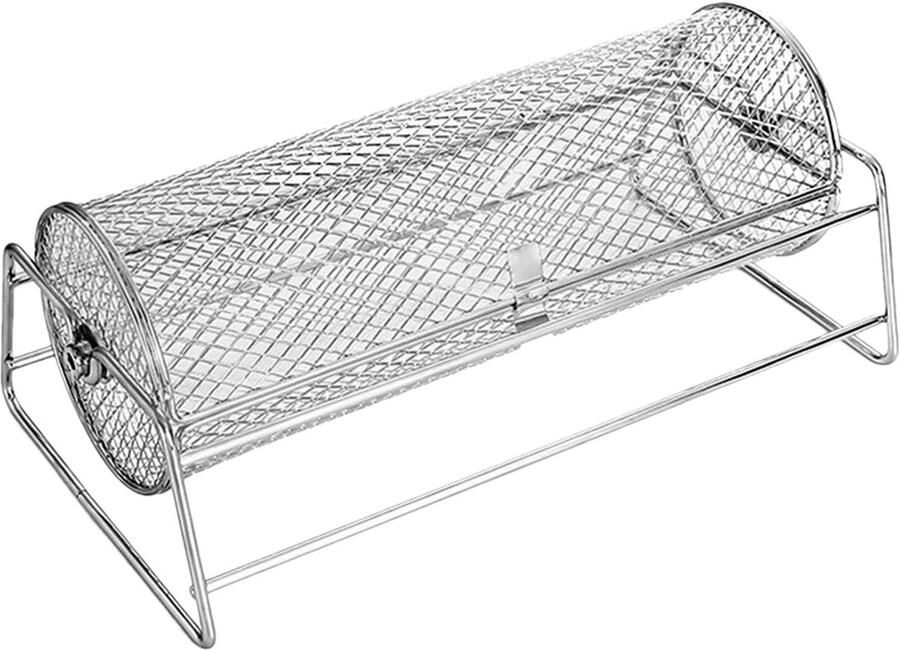 Rolmand Grill BBQ Mand Veelzijdig Grillen Roestvrij Staal 35.5 x 19 x 14 cm Zilver