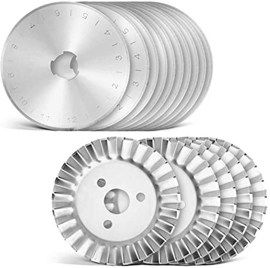 Rolmesjes set 45 mm: 10 ronde + 5 kartelmessen voor veelzijdig snijden