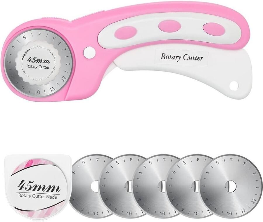 Rolsnijder 45mm met 5 Reservemesjes voor Stof Leer en Knutselen Ergonomisch en Veilig