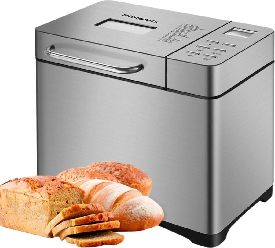 Rolu Broodbakmachine – Brood 1KG Capaciteit – 19 Programma s – Zuurdesem – Glutenvrij – Timer Warmhoudfunctie RVS