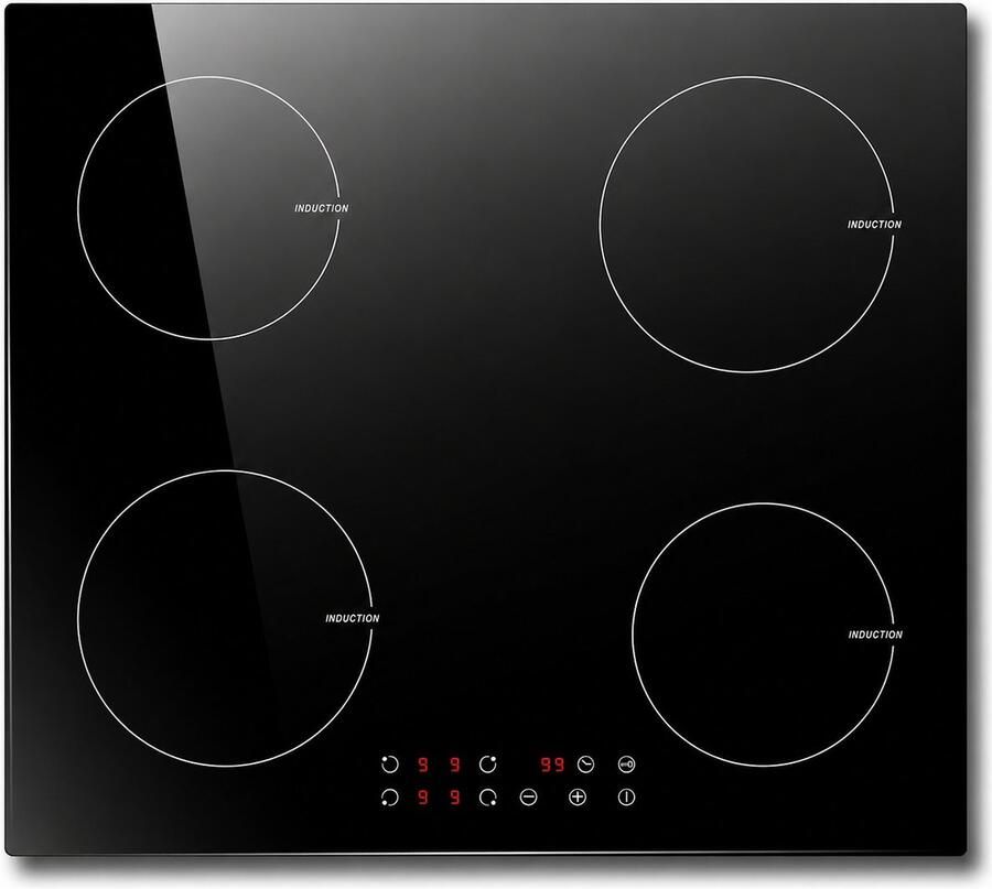 Rolu Inductie Kookplaat – Inductie Kookplaat Inbouw – 3500 W – 4 Kookzones – Glaskeramiek – Timerfunctie – Touch Control Kinderslot