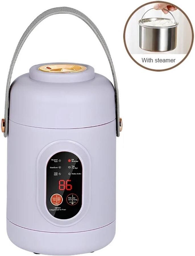 Rolu Rijstkoker – Rijstkoker Voor 2 Personen – 800 ML – 500W – Warmhoudfunctie – 7 Programma s – 220V Paars