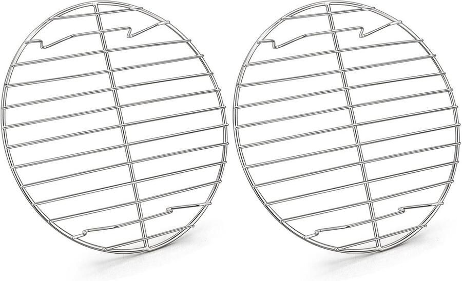 Rond Afkoelrooster Set van 2 van 100% Roestvrij Staal Ideaal voor Bakken en Stomen Oven- en Vaatwasmachinebestendig (23 cm)
