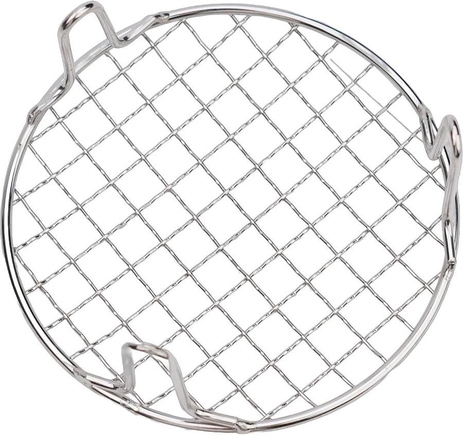 Rond BBQ Rooster Grillnet Bakplaat Buiten Koken Gelijkmatige Verwarming 15 cm Zilver