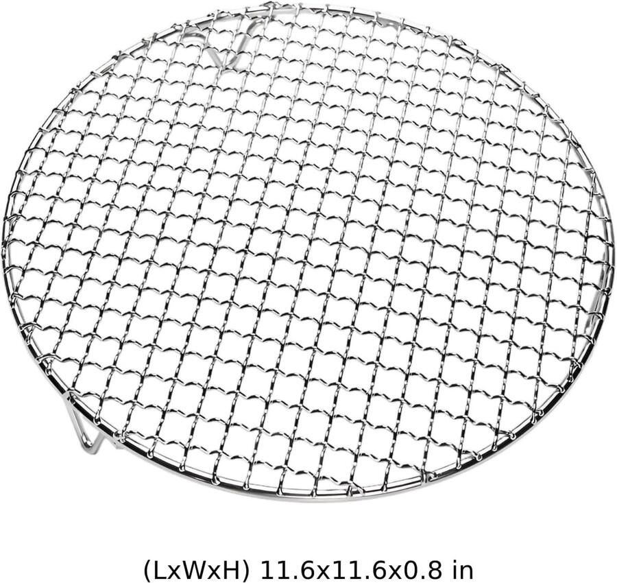 Rond Grillnet Barbecue Rek Koken Buiten Inklapbare Poten 29.5 cm Zilver