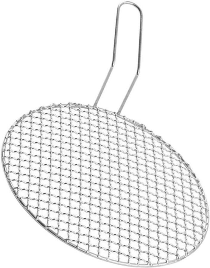 Rond grillnet Barbecuemandje en grillrek Buiten koken Roestvrij staal 16.5 cm Zilver