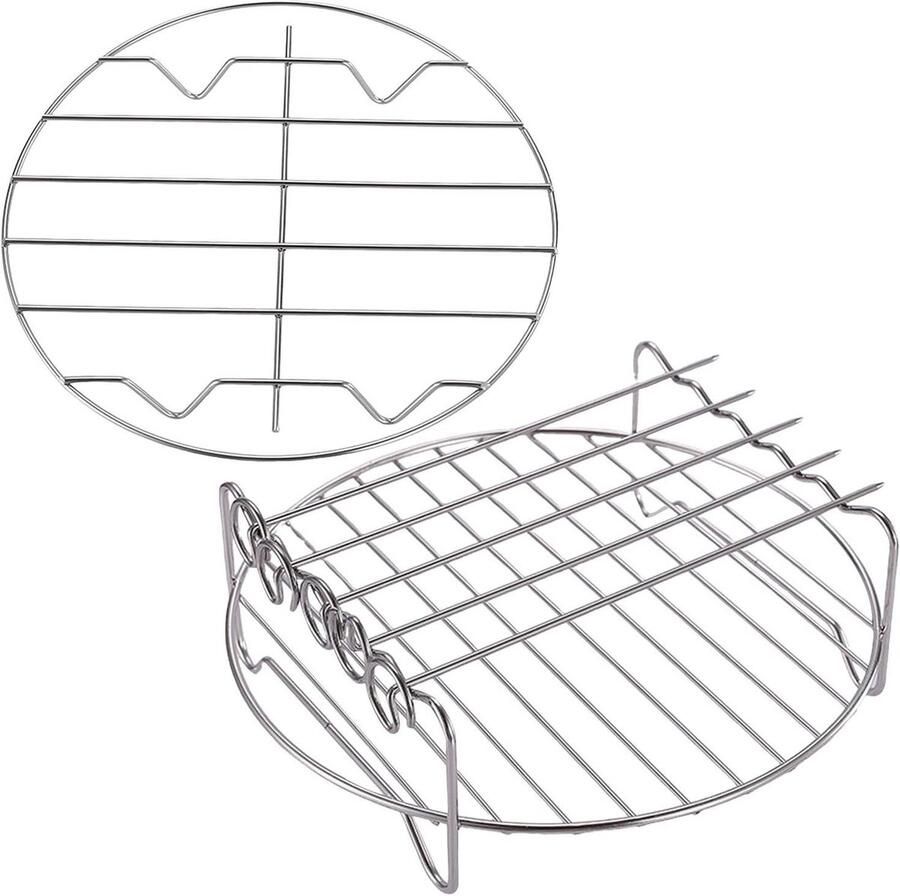 Rond Grillrek Braadkoeling Kookstandaard Stomen Grillen Koelen Roestvrij Staal 178 cm Zilver