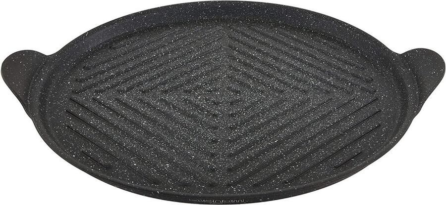 Rond grillrooster Barbecue rooster Buiten koken Anti-aanbak steenlook Diameter 32 cm Zwart