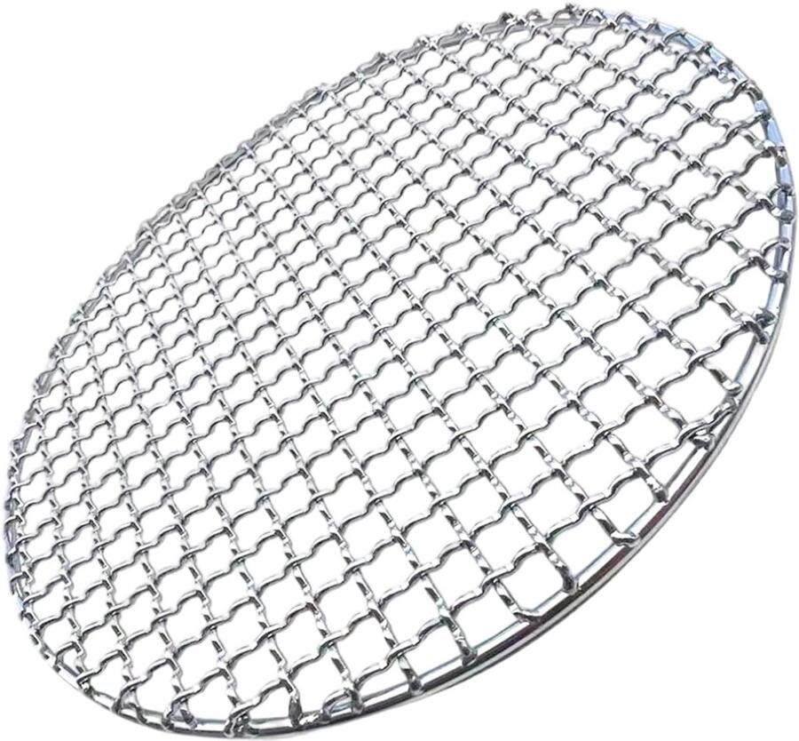 Rond Grillrooster BBQ Rooster Buiten Koken Roestvrij Staal 38 cm Diameter Zilver