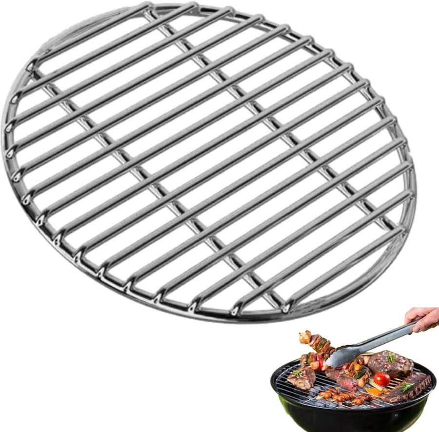 Rond Grillrooster Barbecue Rooster Buiten Koken Roestvrij Staal 48 cm Zilver