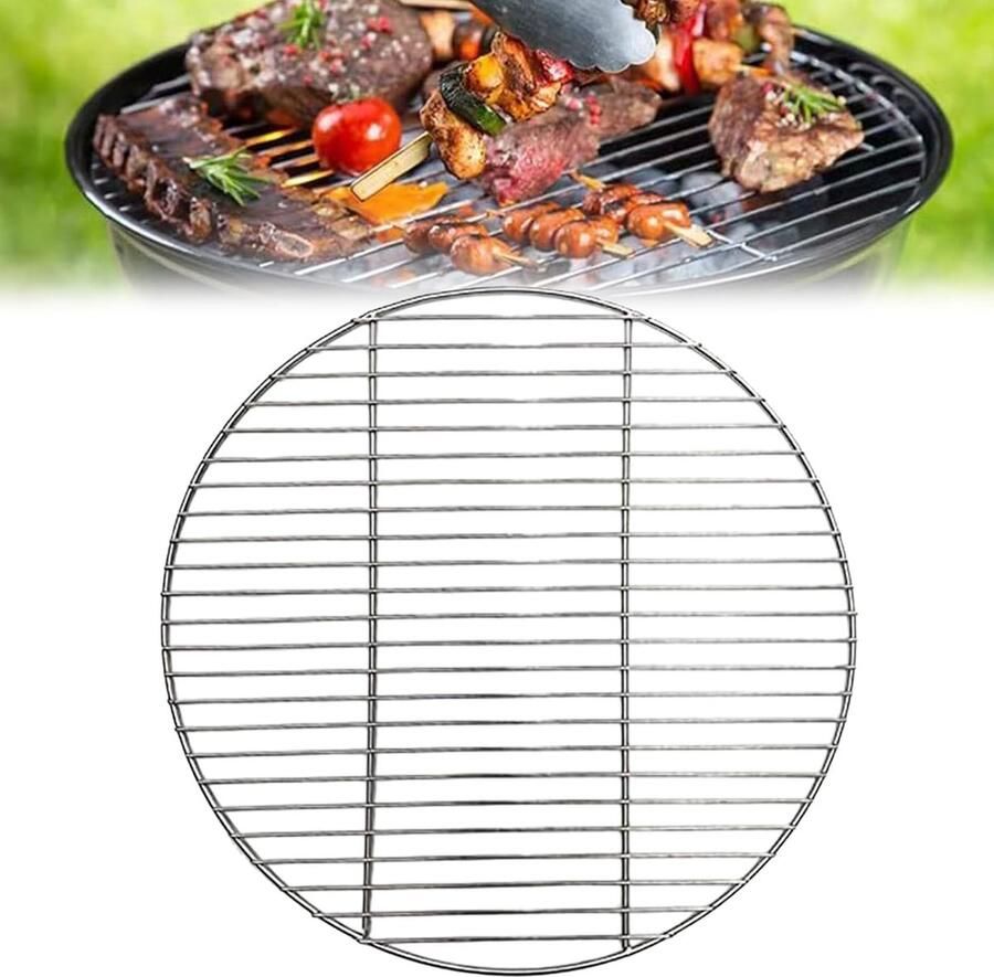 Rond Grillrooster BBQ Rooster Outdoor Koken Gelijkmatige Warmte 30 cm Zilver