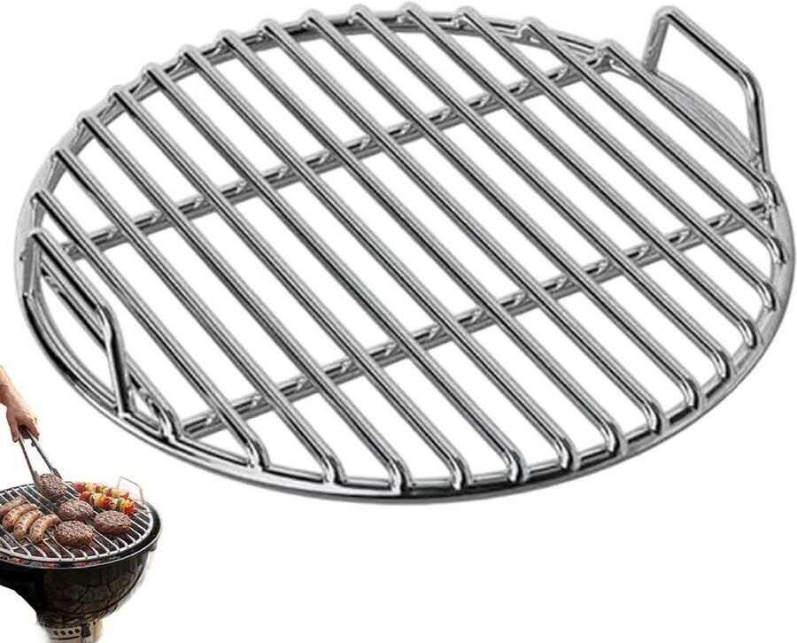 Rond Grillrooster BBQ Rooster Vervanging Buiten Koken Hittebestendig Handvat 28 cm Zilver