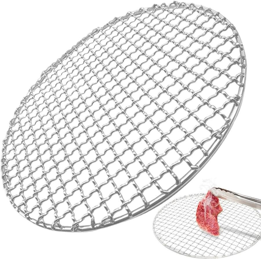 Rond Grillrooster BBQ Rooster Vervanging Buiten Koken Roestvrij Staal 38 cm Zilver