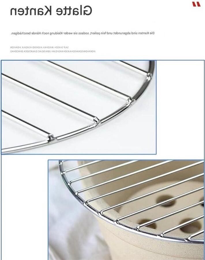 Rond grillrooster Bbq-rooster Voor buiten koken Roestvrij staal Diameter 58 cm Zilverkleurig