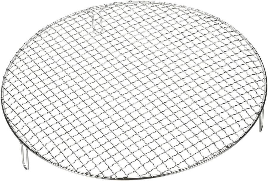 Rond Keukenrooster Grillrooster Bakrooster Koken en Bakken Met Verhoogde Poten 30 cm Diameter Zilverkleurig