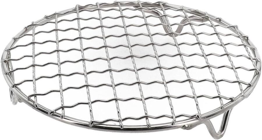 Rond Kookrek Grillrooster Bakplaat Buiten Koken Roestvrij Staal 25cm Zilver