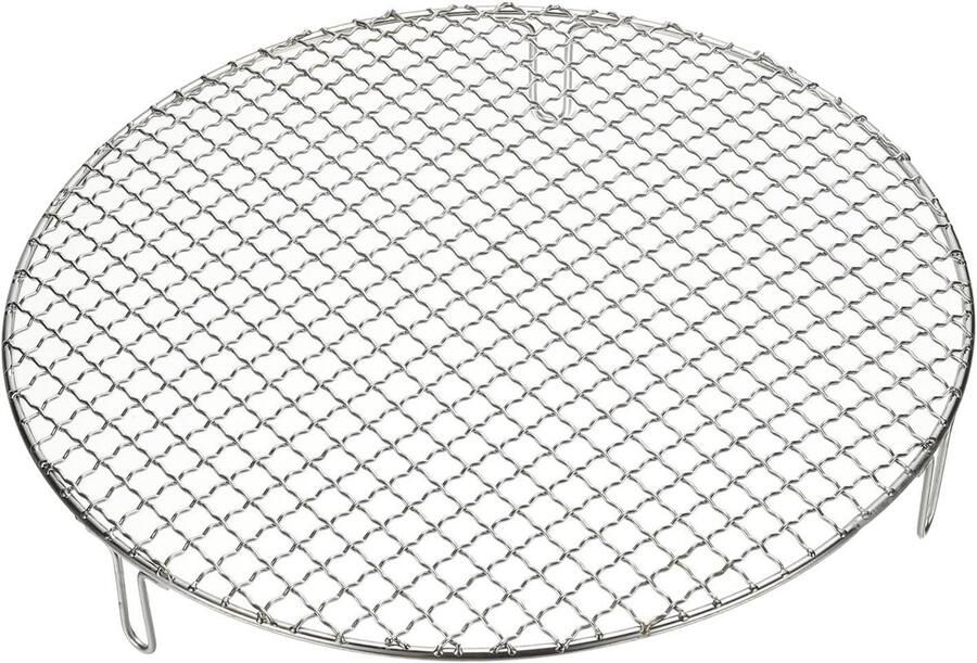 Rond Kookrooster Grillrooster Stoombak Barbecue Koken Stomen Roestvrij Staal Met Poten 33 cm Diameter Zilverkleurig