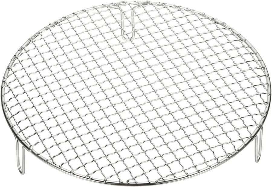 Rond Kookrooster Grillrooster Stoomrek Barbecue Koken Met Stabiele Poten 30 cm Diameter Zilverkleurig