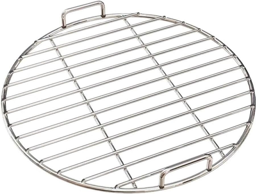 Rond Kookrooster Stoomrek Pan Koken en Grillen Verdikt Roestvrij Staal 38 cm Zilver