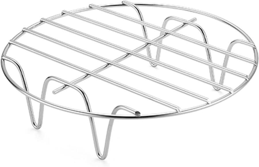 Rond Rooster Stoomrek Kookrek Bakken Grillen Koelen Hittebestendig Anti-aanbak 19 cm Zilverkleurig
