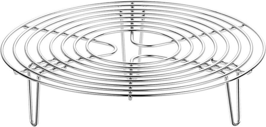 Rond Stoomrek Afkoelrek Kookgerei Groenten Stomen Stevig Driepoot Ontwerp 9.45 Inch Diameter Zilverkleurig