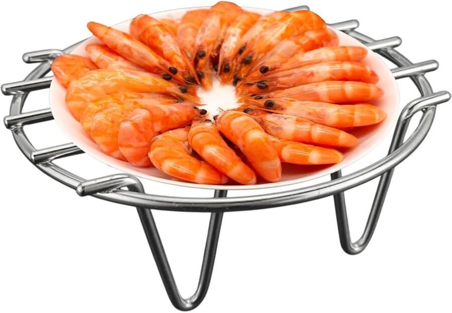 Rond Stoomrek Bakrooster Grillrek Koken en Stomen Antiaanbak Ontwerp 325 cm Diameter Zilver