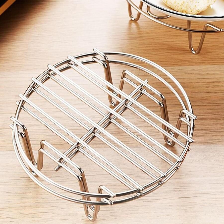 Rond Stoomrek Grillrooster Kookrek Koken en Braden Antiaanbaklaag 20 cm Zilver