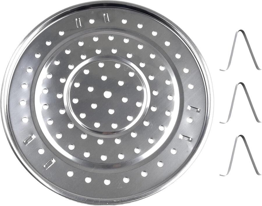 Rond stoomrek Kookinzetstuk Gezond koken Verstelbare voeten 26 cm Zilver