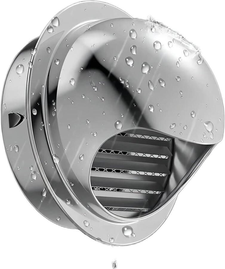 Rond Ventilatierooster Wandafzuigkap Lamellen Luchtstroom Reguleren Roestvrij Staal 304 200 mm Diameter Zilverkleurig