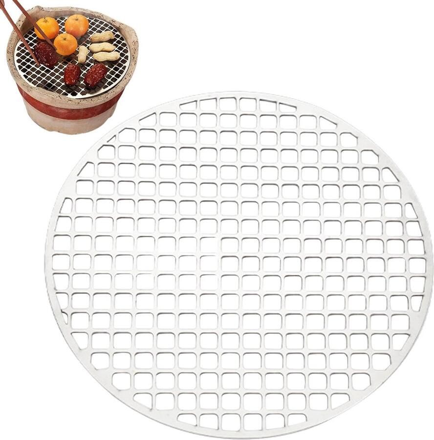 Rond Grillrooster Barbecue Rooster Buiten Koken Roestvrij Staal 20 cm Zilver