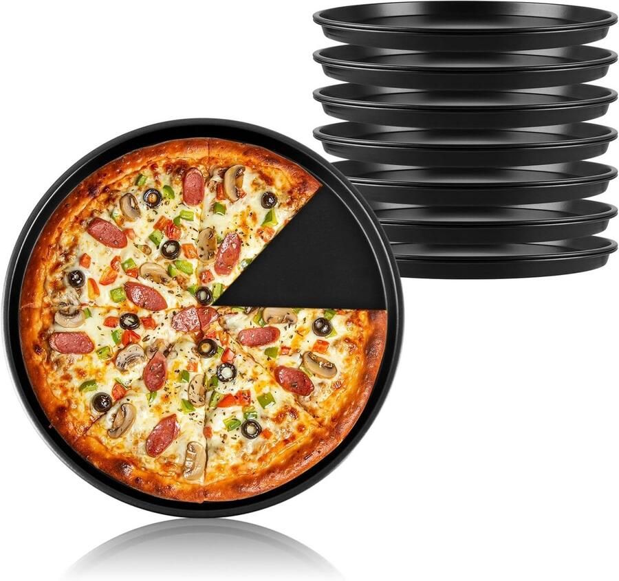 Ronde 28 cm Pizza- en Taartplaat van RVS met Antiaanbaklaag Ideaal voor Pizza Cheesecake en Flammkuchen