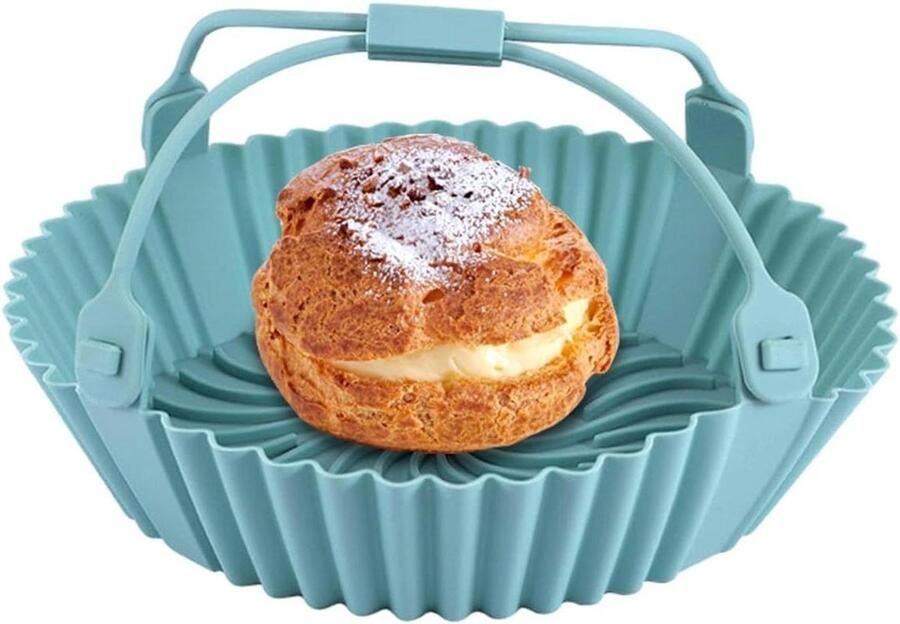 Ronde Airfryer Liners Airfryer Mand Veilig Bakken Herbruikbaar Siliconen 20.5 cm Diameter Grijs