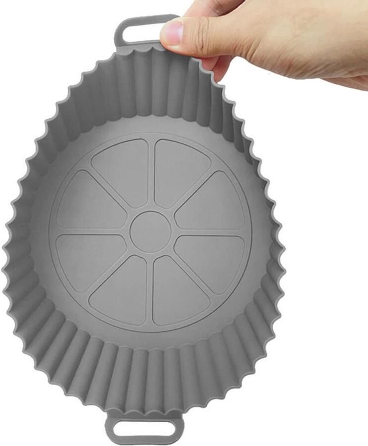 Ronde airfryer voering Siliconen bakvorm Gezond Koken Herbruikbaar en anti-aanbak 22 cm diameter Grijs