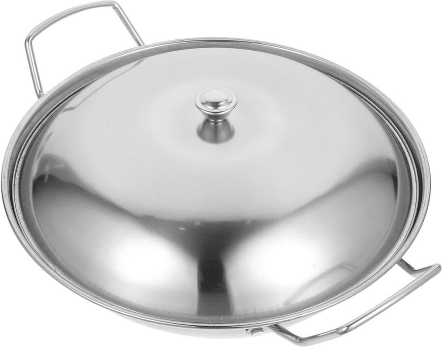 Ronde Antiaanbakpan Wokpan Kookpan Thuis Koken Roestvrij Staal 25 cm Zilver