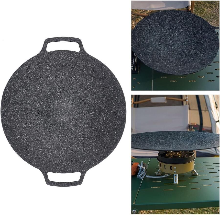 Ronde Bakplaat Grillpan Koekenpan Buiten Koken Antiaanbak Oppervlak 30CM Diameter Zwart