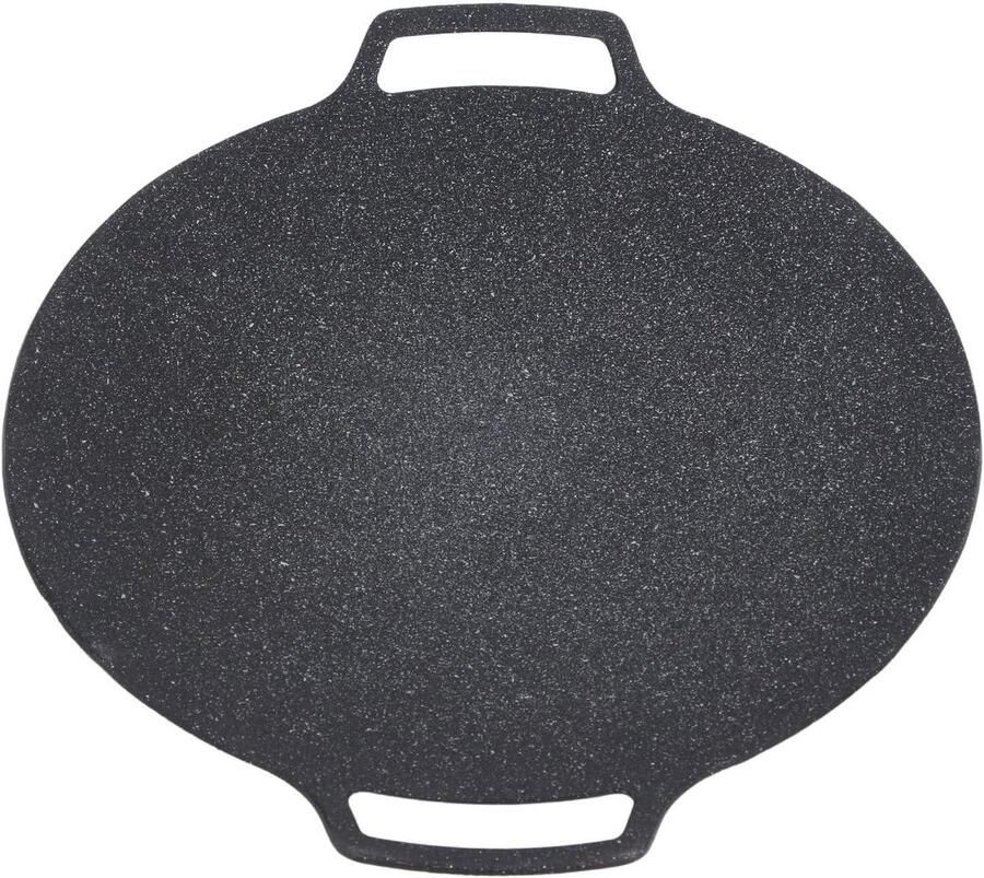 Ronde Bakplaat Koekenpan Grillplaat Buiten Koken Dubbele Handgreep 33CM Grijs