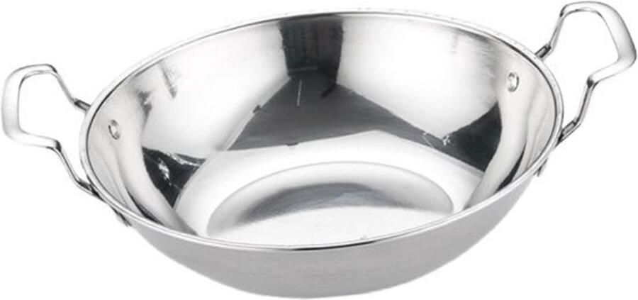 Ronde Bakplaat Kookpan Wok Thuis Koken Dubbele Handgreep 27 cm Zilver