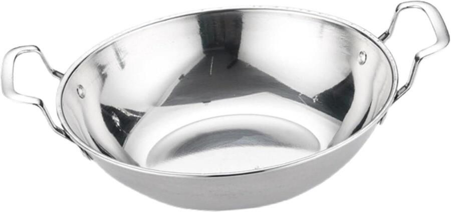 Ronde Bakplaat Kookpan Wok Thuis Koken Dubbele Handgreep 27 cm Zilver