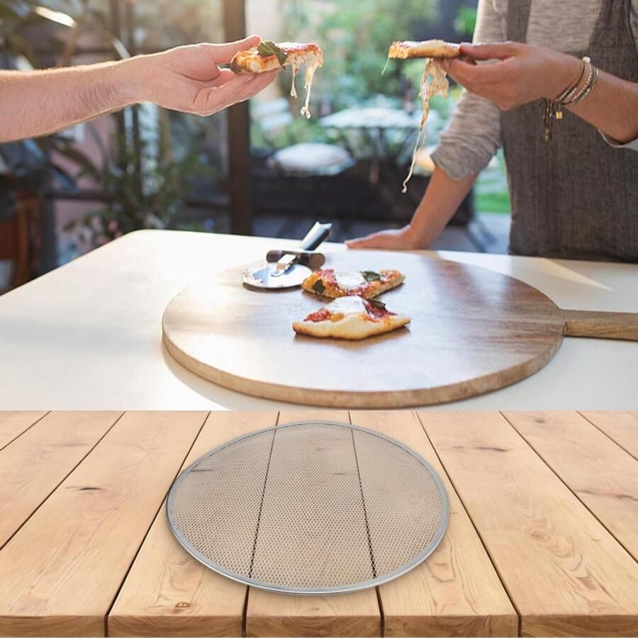 Ronde Bakplaat Pizza Oven Gelijkmatig Bakken Naadloos Gaasontwerp 30 cm Diameter Zilver