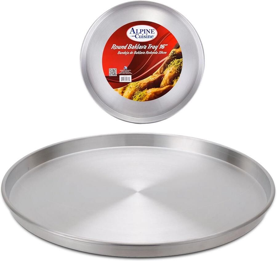 Ronde Bakplaat Pizza Tray Bakken in Oven Zwaar Aluminium 40 cm Diameter Zilverkleurig