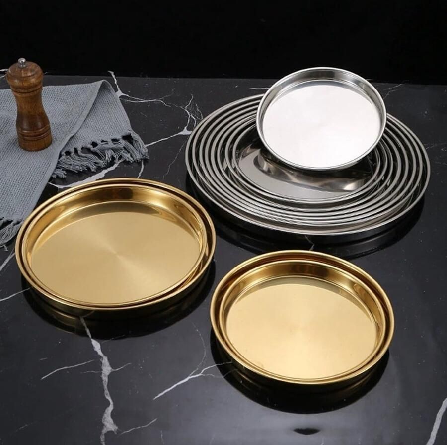 Ronde Bakplaat Taartvorm Oven Taarten Bakken Spiegelafwerking Anti-aanbak 22 cm Diameter Zilverkleurig