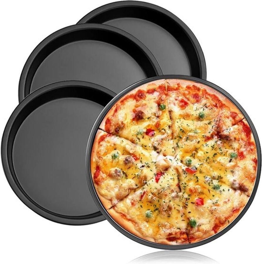 Ronde Bakplaat voor Pizza's van 30 cm Geperforeerd Geschikt voor Airfryer en Oven Set van 4 Stuks