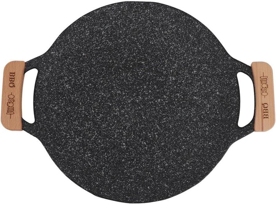Ronde BBQ Grillpan Grillplaat Camping Buiten Grillen Anti-aanbaklaag Kleine maat Zwart