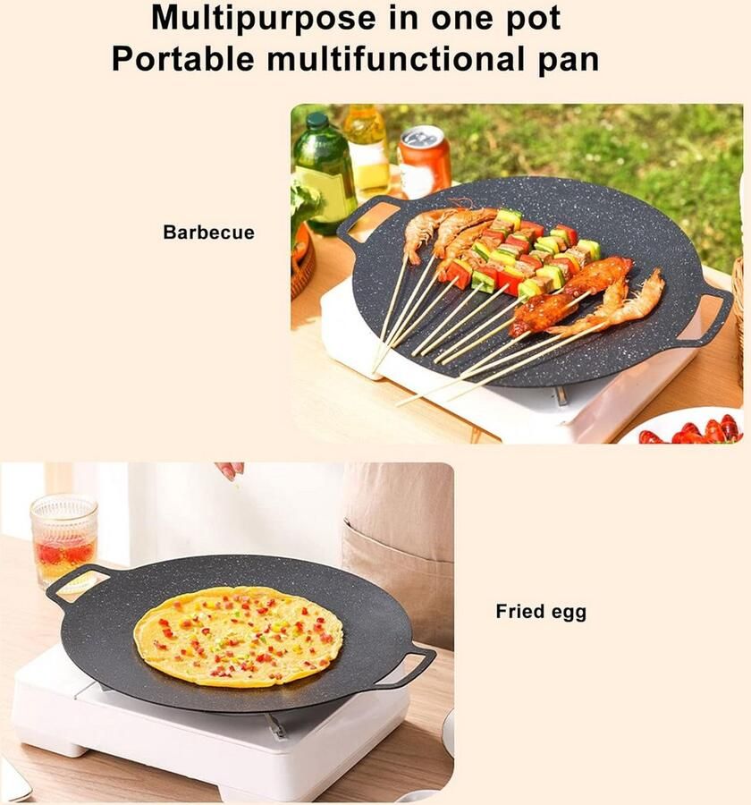 Ronde BBQ-grillpan voor gasfornuis en elektrische kookplaat Ideaal voor binnen en buiten grillen