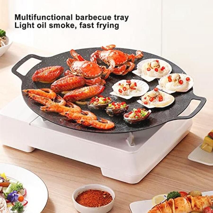 Ronde BBQ-grillpan voor gasfornuis en elektrische kookplaat Ideaal voor binnen en buiten grillen