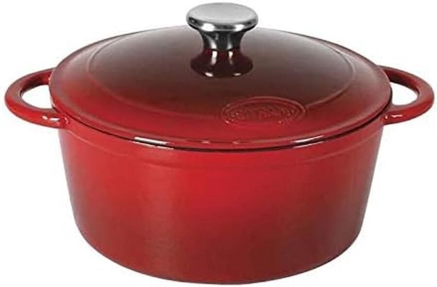 Ronde Braadpan Gietijzer 21 cm Rood Emaille Geschikt voor Inductie